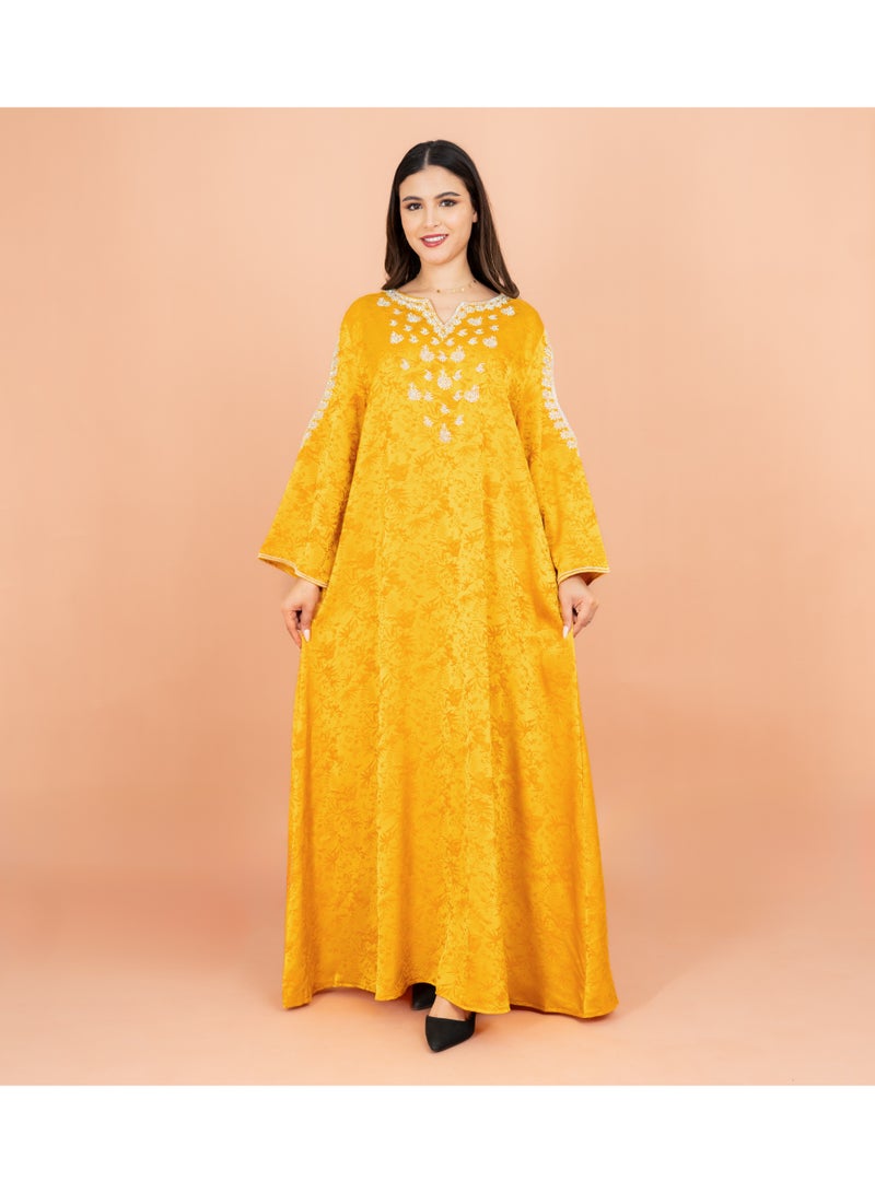 IKKXA Classic Printed Jalabiya Cold Shoulder Crystal Designs - Image 1