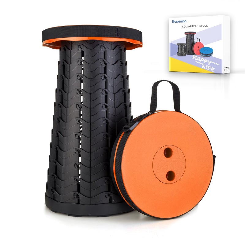 كرسي بوريمان القابل للطي المحسن خفيف الوزن ولكنه أكثر متانة بسعة تحميل 400 رطل كرسي محمول قابل للطي للتخييم والصيد والمشي وحفلات الشواء برتقالي