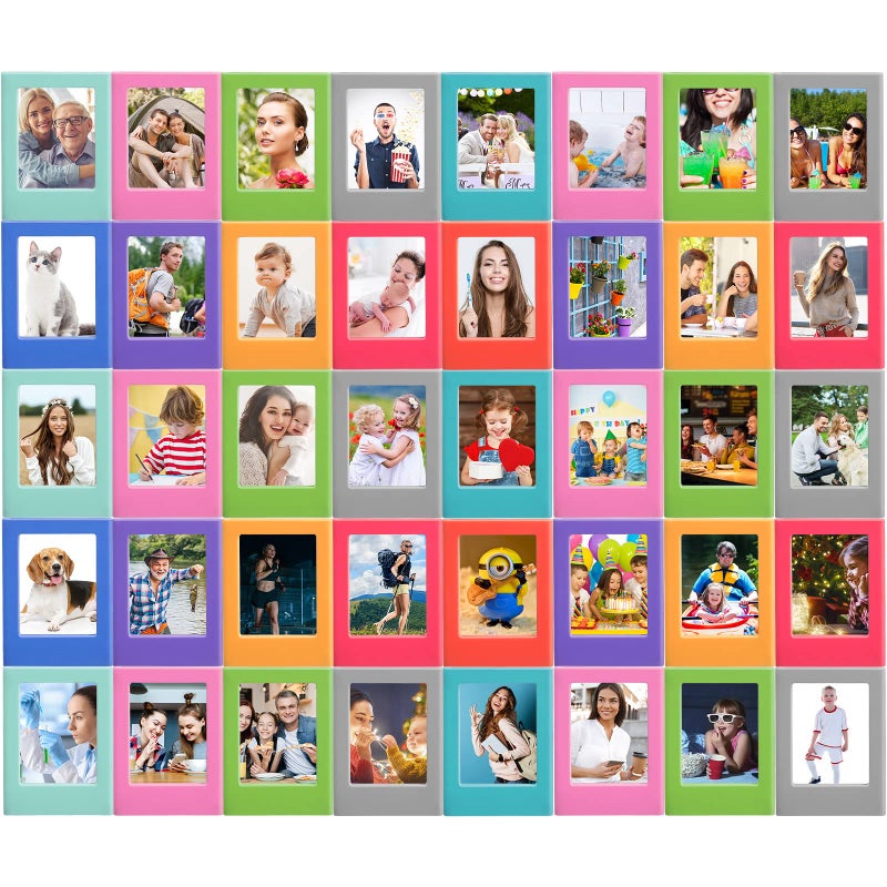 Epakh 40 Packs Magnetic Photo Picture Frame Cute Mini Table Photo Frame Holder 3 Inches Plastic Colorful Photo Display Compatible with Fujifilm Instax for Fridge Refrigerator Office (Multicolor) - Image 1