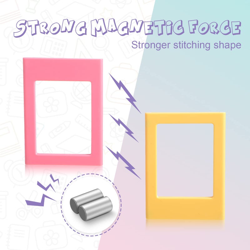 Epakh 40 Packs Magnetic Photo Picture Frame Cute Mini Table Photo Frame Holder 3 Inches Plastic Colorful Photo Display Compatible with Fujifilm Instax for Fridge Refrigerator Office (Multicolor) - Image 4