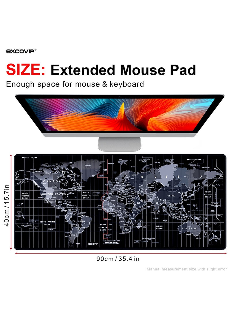 excovip - Gaming Mouse Pad XXL,Anti-Skid 900x400mm Mouse Pads Extended Large Desk Pad World Map Keyboard Mousepad (Upgrade Version) SA9640 - Image 1