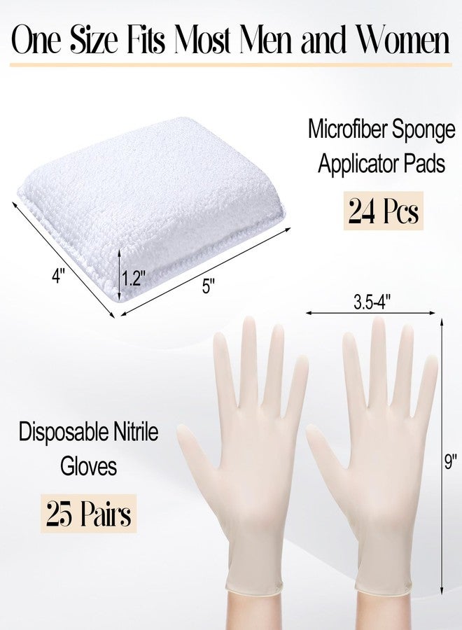 Ziliny 24 Set Wood Stain Applicators and Disposable Latex Gloves Microfiber Stain Sponge Pads for Wood and Oil Based Finishes(White) - Image 5