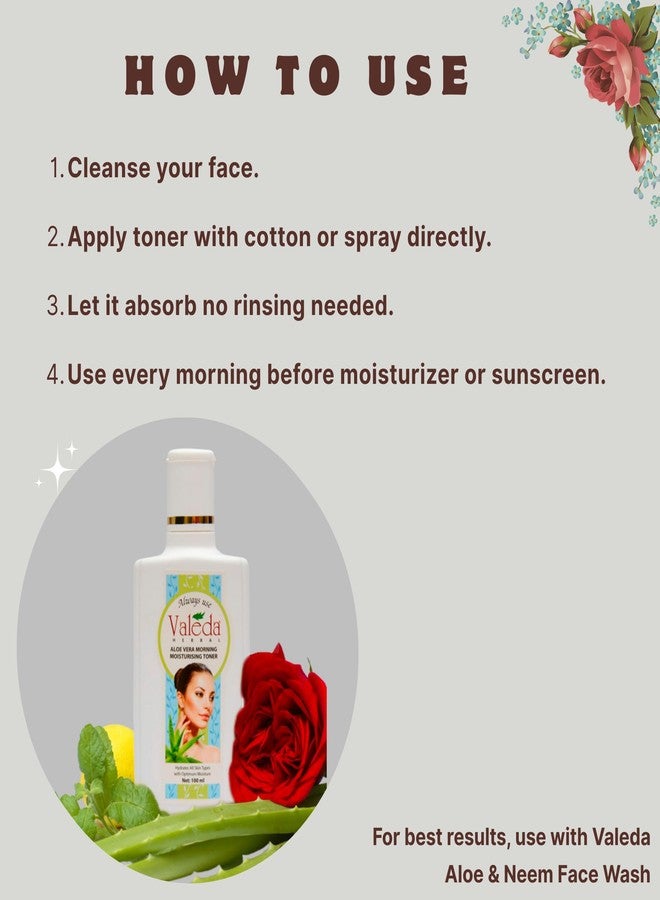 Valeda Herbal Aloe Vera Morning Moisturising Toner, 100 ml - Image 5