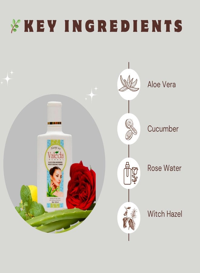 Valeda Herbal Aloe Vera Morning Moisturising Toner, 100 ml - Image 3
