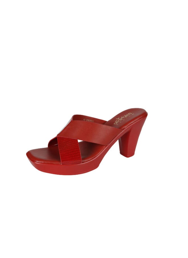 Michelle Morgan - Michelle Morgan Ladies Cone Heel Square Toe Sandals 214RJ518 Red - Image 1