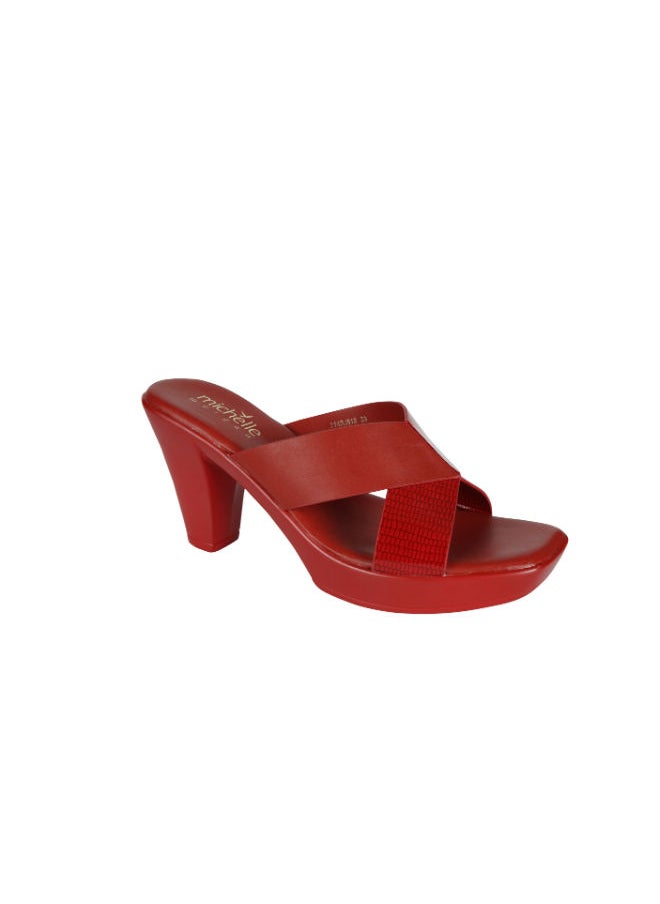 Michelle Morgan - Michelle Morgan Ladies Cone Heel Square Toe Sandals 214RJ518 Red - Image 1