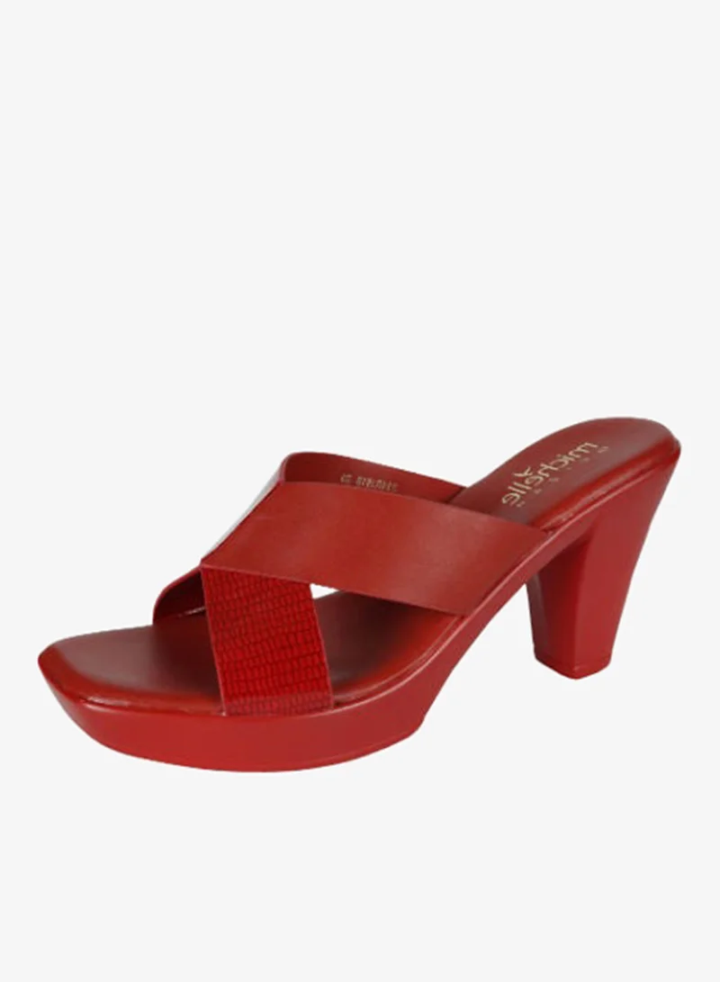Michelle Morgan Red Michelle Morgan Ladies Cone Heel Square Toe Sandals 214RJ518 Red for Women | Best Price UAE