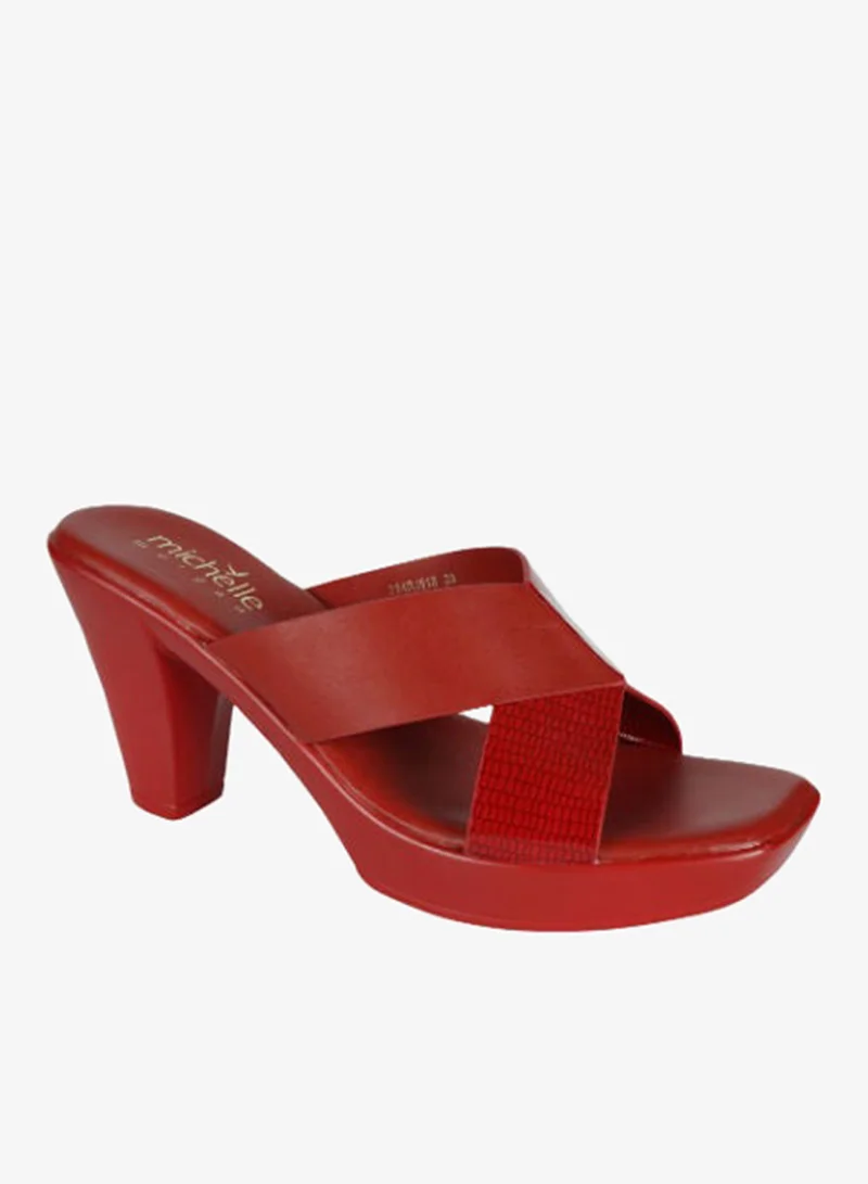 Michelle Morgan Michelle Morgan Ladies Cone Heel Square Toe Sandals 214RJ518 Red