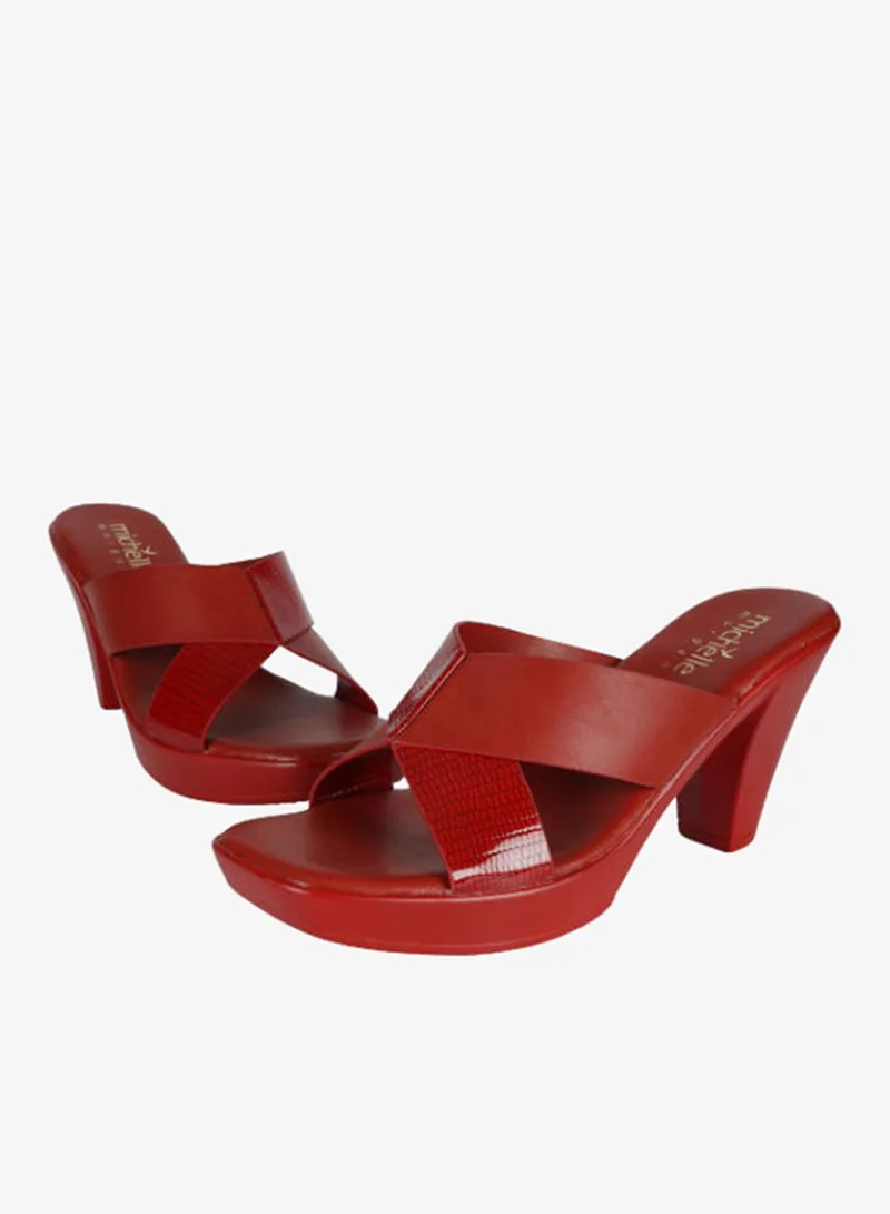 Michelle Morgan Michelle Morgan Ladies Cone Heel Square Toe Sandals 214RJ518 Red