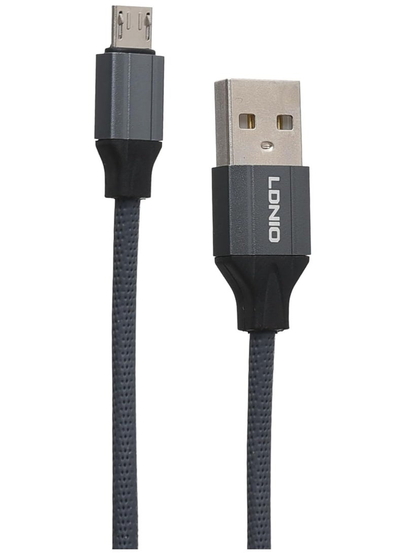 لدنيو كابل LDNIO LS442 كابل بيانات شحن سريع TPE 2.4A أقصى تيار USB-A إلى MICRO بطول 2 متر -رمادي - Image 2