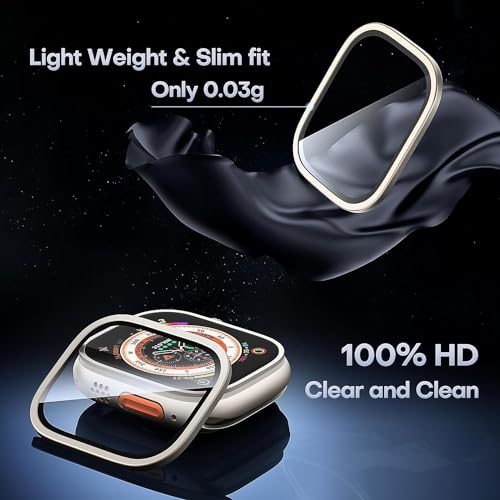 ArmorSuit For Apple Watch Ultra 2 / Ultra Screen Protector 49Mm,[1 Pack] Titanium Alloy Frame With 9H Tempered Glass Anti-Scratch Hd Waterproof Free Bubble For Iwatch Ultra 49Mm,Original Armorite Series,Titanium - Image 5