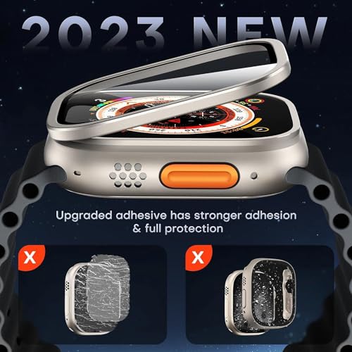 ArmorSuit For Apple Watch Ultra 2 / Ultra Screen Protector 49Mm,[1 Pack] Titanium Alloy Frame With 9H Tempered Glass Anti-Scratch Hd Waterproof Free Bubble For Iwatch Ultra 49Mm,Original Armorite Series,Titanium - Image 2