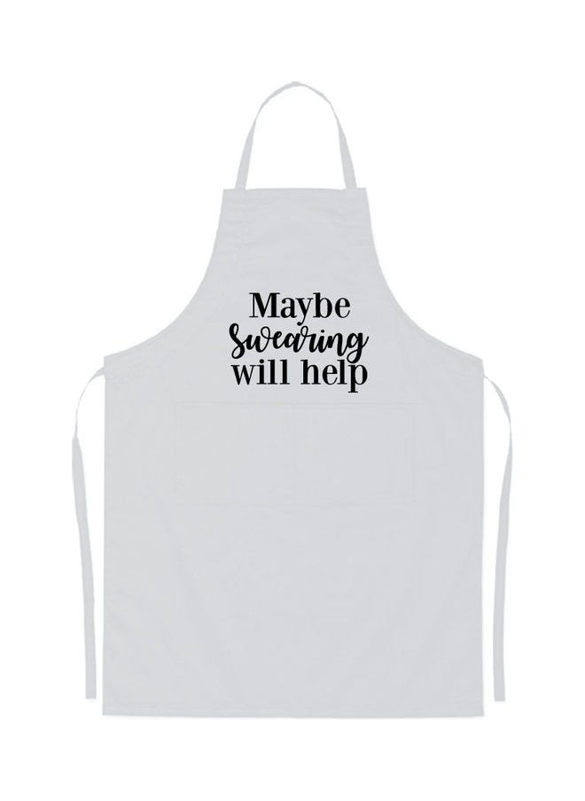 NIBEMINENT - Maybe Swearing Will Help Printed Apron White 98x69.5cm - Image 1