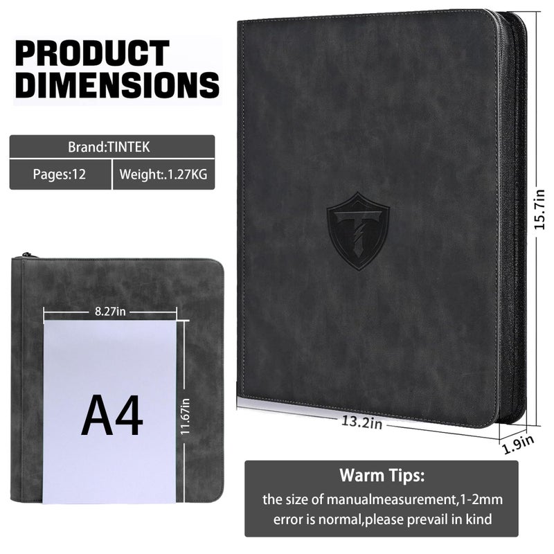 TINTEK 9-Pocket Trading Card Binder Album for Top Loader Cards â€“ Holds 252 Cards, Compatible with 3" x 4" Sleeves, Card Holder for PTCG, Sports, TCG, Yu-Gi-Oh, MTG (Black) - Image 4
