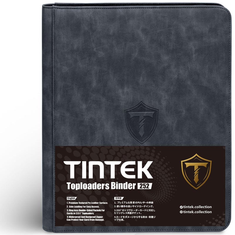 TINTEK 9-Pocket Trading Card Binder Album for Top Loader Cards â€“ Holds 252 Cards, Compatible with 3" x 4" Sleeves, Card Holder for PTCG, Sports, TCG, Yu-Gi-Oh, MTG (Black) - Image 1