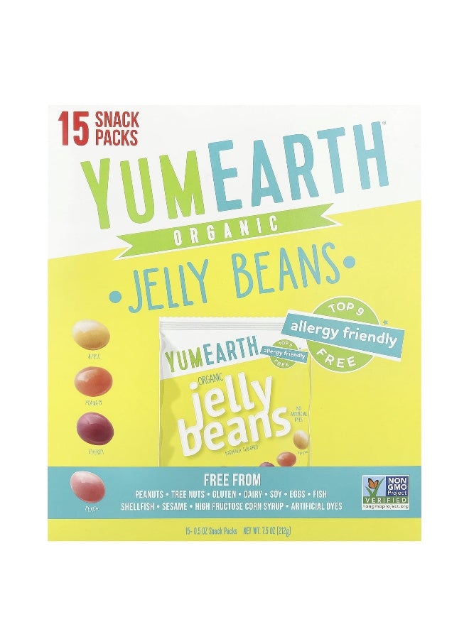 YumEarth YumEarth, Organic Jelly Beans, 15 Snack Packs, 0.5 oz (14 g) Each  - Image 1