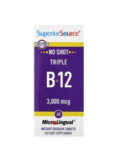 Superior Source Superior Source, Triple B-12, 3,000 mcg, 60 MicroLingual Instant Dissolve Tablets  - Image 1