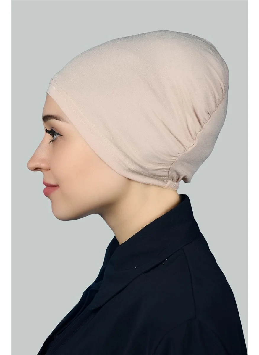 التوبة Ready Practical Snap-on Elastic Hijab Bonnet - Beige
