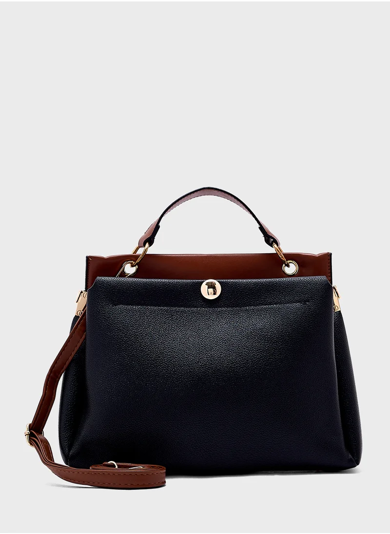 ايلا Top Handle Bag With Contrast Panel