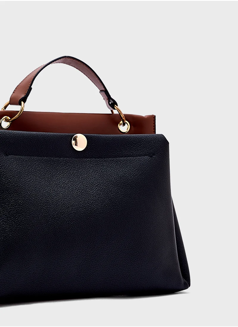 ايلا Top Handle Bag With Contrast Panel