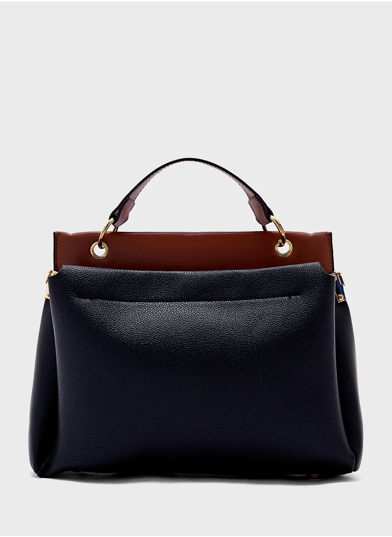 ايلا Top Handle Bag With Contrast Panel