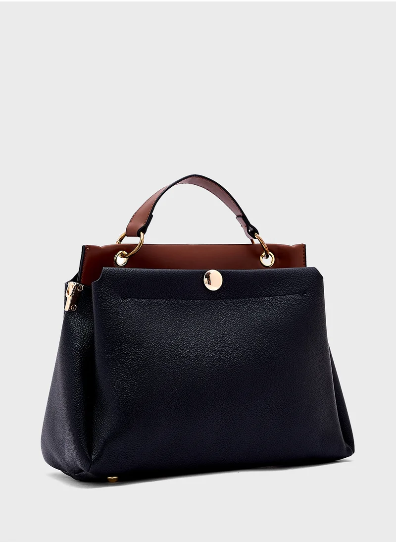 ايلا Top Handle Bag With Contrast Panel