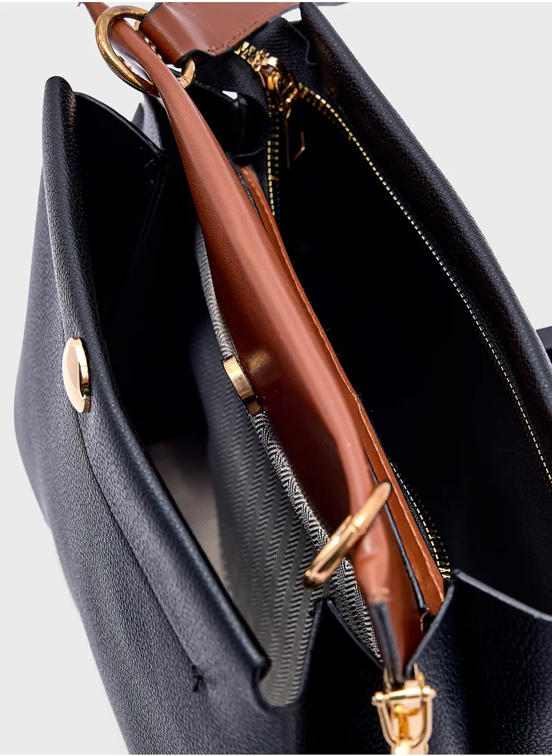 ايلا Top Handle Bag With Contrast Panel