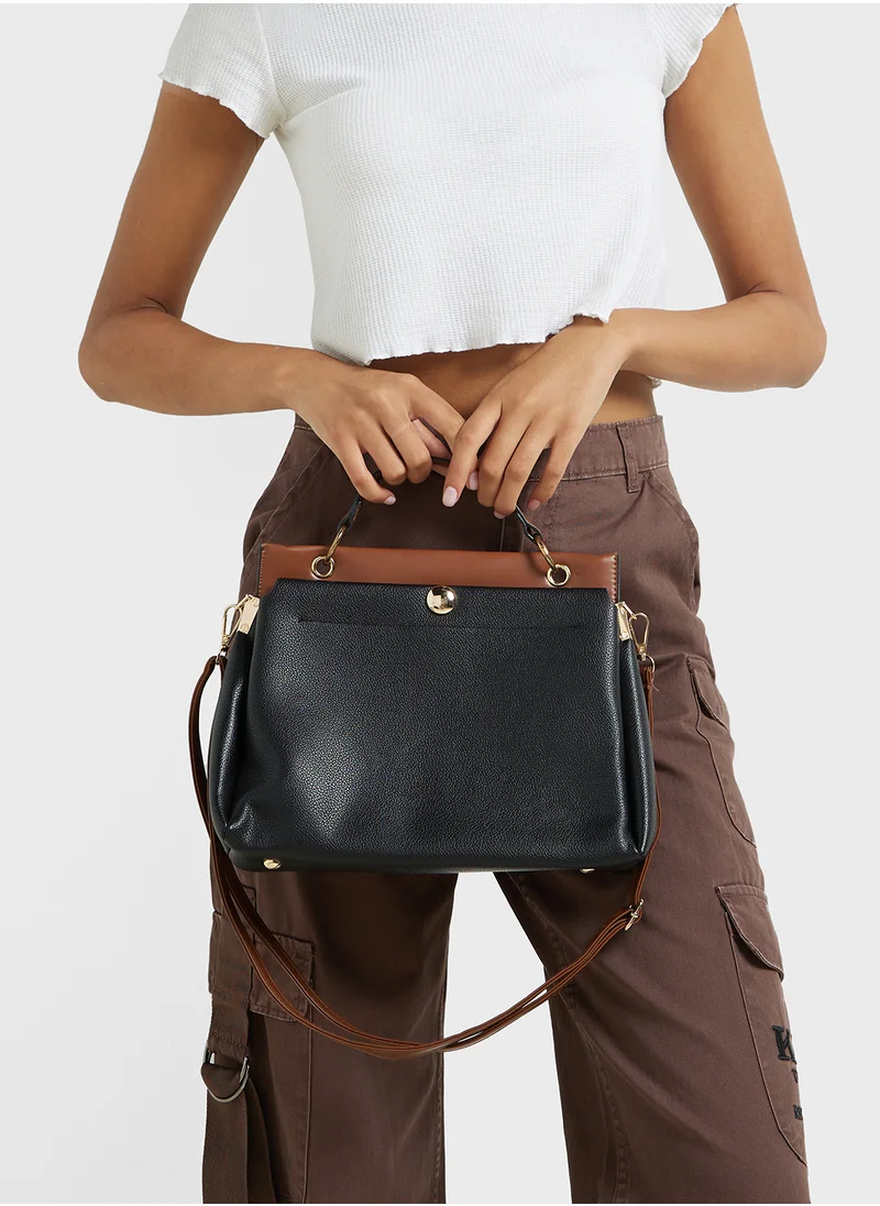 ايلا Top Handle Bag With Contrast Panel