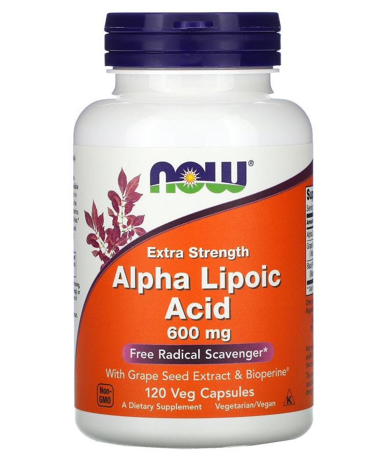 now Alpha Lipoic Acid 600 mg 120 Veg Capsules