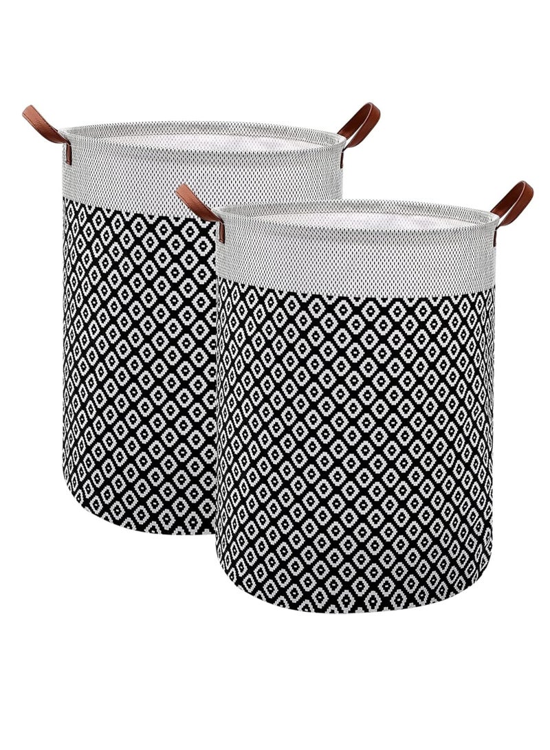 Raxoom 2 Pack Waterproof Laundry Baskets, 65 L Foldable Large Laundry Basket Laundry Hamper Bag Washing Bin Clothes Bag Organizer Basket, Clothes Storage Wash Basket Hamper for Toys Clothes Bedroom (Black) - Image 1