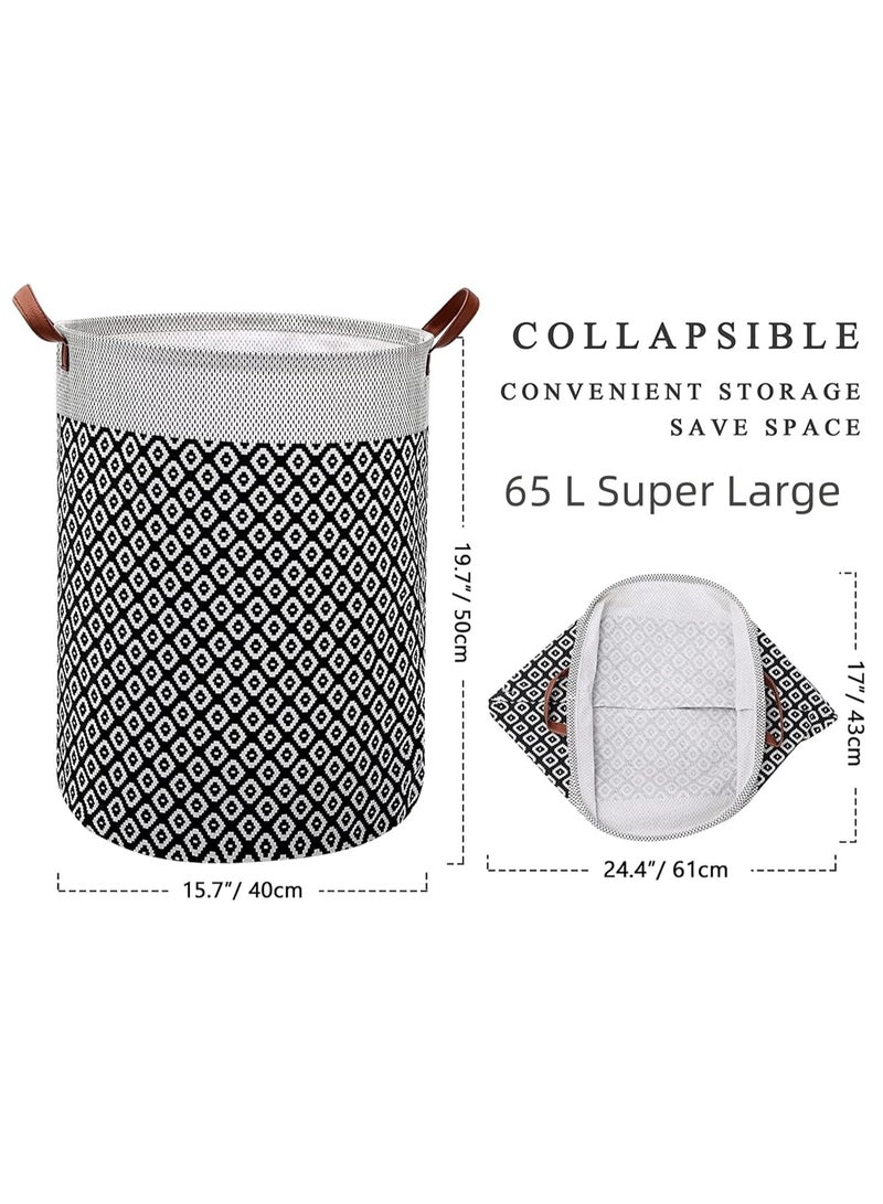 Raxoom 2 Pack Waterproof Laundry Baskets, 65 L Foldable Large Laundry Basket Laundry Hamper Bag Washing Bin Clothes Bag Organizer Basket, Clothes Storage Wash Basket Hamper for Toys Clothes Bedroom (Black) - Image 2