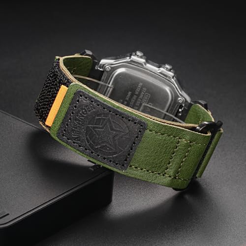 DAVILANE Quick Release Watch Band Strap for Casio F-91W F-94W F-105W F-84W W-735H W-800H SGW-300H SGW-400H A158WA AE-1000W,18mm Leather Hook & Loop Casio strap - Image 4