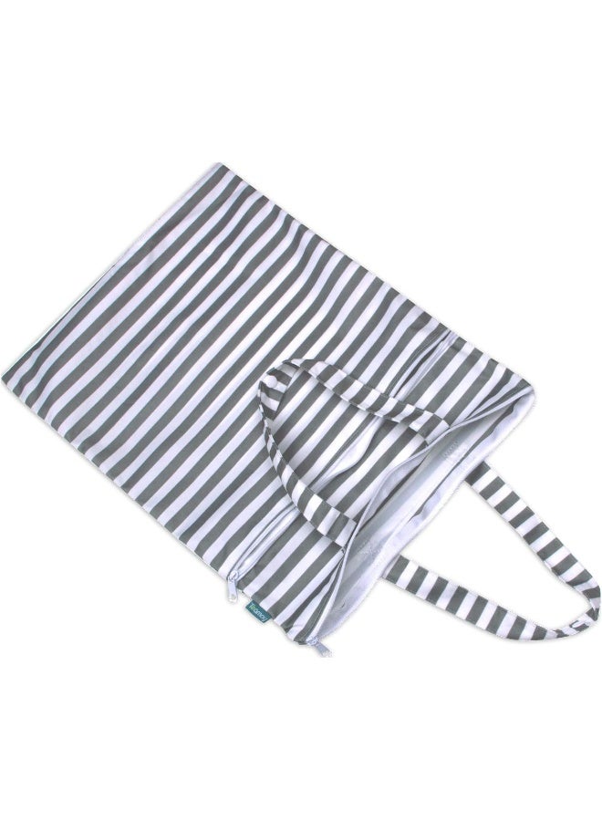 Teamoy Travel Hanging Wet Dry Bag Organiser (Medium, Gray Strips) - Image 3