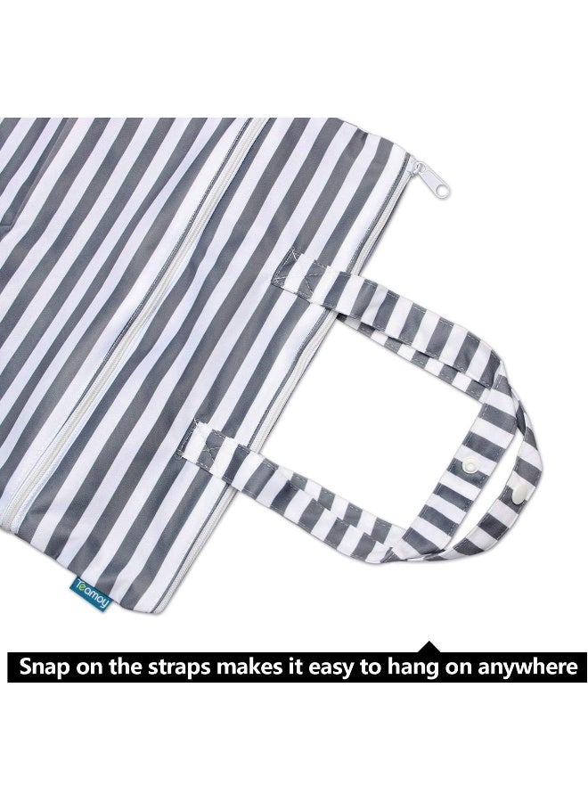 Teamoy Travel Hanging Wet Dry Bag Organiser (Medium, Gray Strips) - Image 2