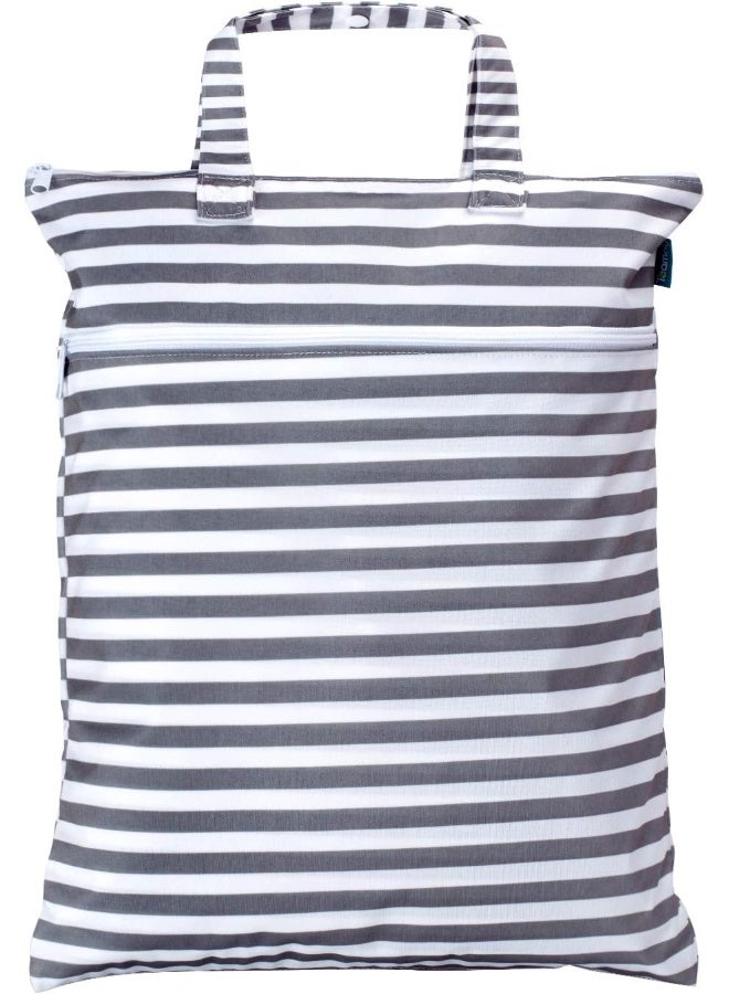 Teamoy Travel Hanging Wet Dry Bag Organiser (Medium, Gray Strips) - Image 1