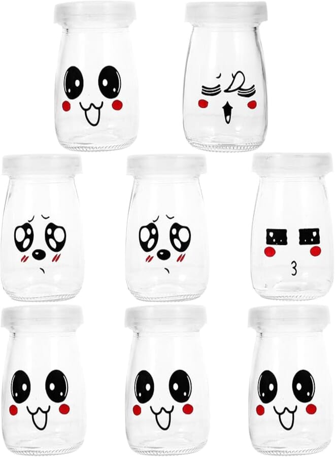 Cabilock Pack of 8 Mason Jars with Lids Multi-Purpose Preserving Jars for Overnight Oats, Pickling, Preserving and Meal Preparation - Airtight Preserving Jars (100 ml)