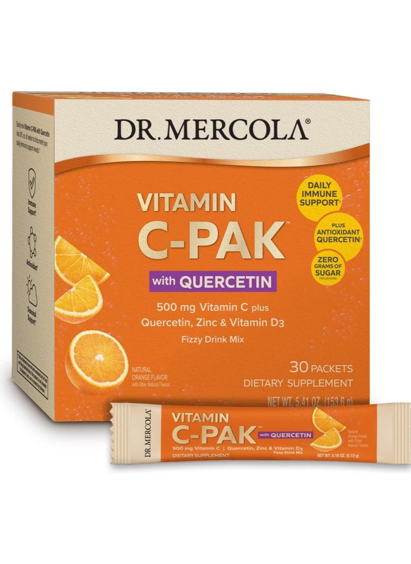 Dr. Mercola - Vitamin C-Pak With Quercetin 500 Mg Vitamin C Plus Quercetin Zinc And Vitamin D3 Orange Flavor - Image 1