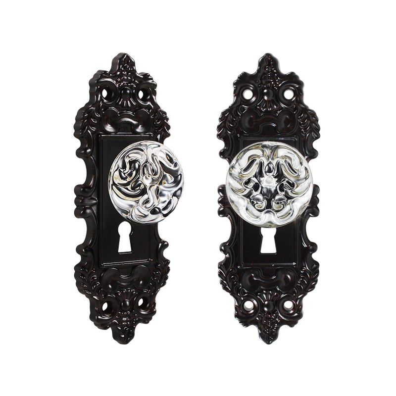 CEYMIO Black Vintage Cabinet Knobs Antique Drawer Pulls Dummy Door Knob With Plate For Kitchen Furniture Closet Dresser Drawers Cupboard For Bedroom Clear Decorative Pull Hardware Old Style Dressers Handles - Image 1