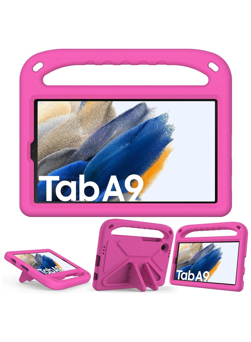 جراب للأطفال لجهاز Samsung Galaxy Tab A9 (2023) SM-X110 /SM-X115، جراب خفيف الوزن واقٍ مقاوم للصدمات من مادة EVA مناسب للأطفال، جراب متين بمقبض وحامل للكمبيوتر اللوحي (وردي) - Image 1