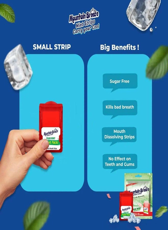 Mountain Breeze Sugar-Free Paanmint Fresh Breath Strips (18 Strips Each) Pack of 24 - Image 3