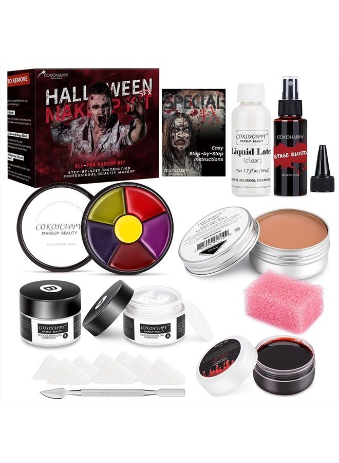 COKOHAPPY Halloween SFX Makeup Kit - 3 Ways Create Special Effect Stage THEATRICAL MAKEUP KIT for professional Body & Face Paint - Image 1