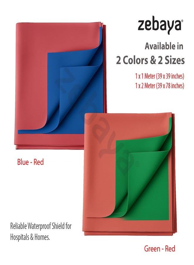 Zebaya Mackintosh Waterproof Rubber Sheet | Reusable Protective Mackintosh Sheet for Adults, Elderly & Babies | Dual Color, Skin-Friendly Oilcloth (Blue - Red, 1 x 1 Meter) - Image 3
