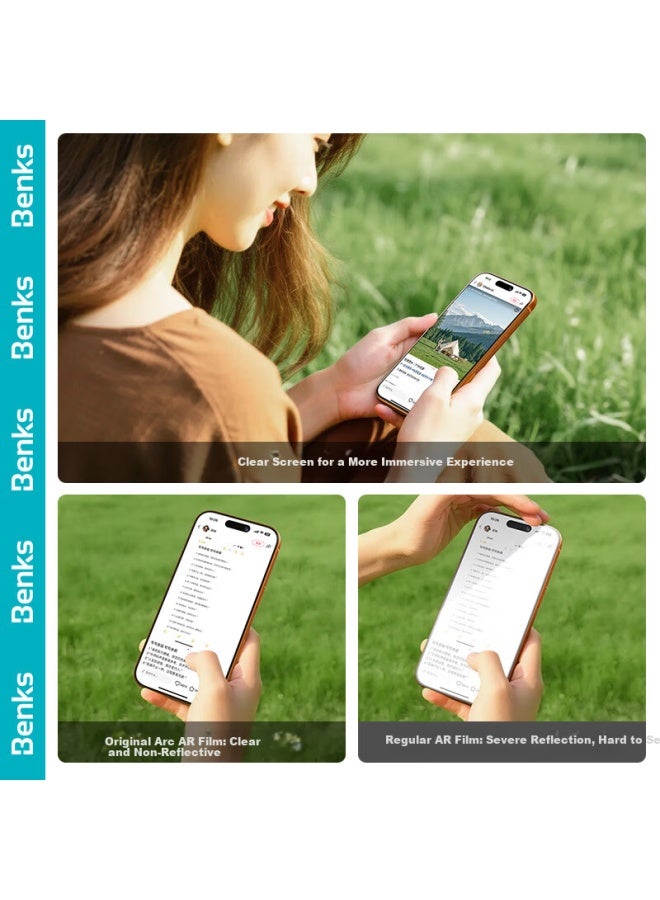 Benks Ar Anti-reflective Tempered Glass Screen Protector For Iphone 17/16 Pro 3d Curved Edge Hd Scratch-resistant Full Coverage Protective Film - Image 2