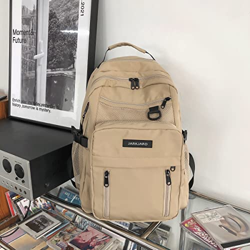JARKJARD Cute Aesthetic Backpack Kawaii Backpack for School with Cute Pendant Casual Daypack Middle Student Travel College Bookbag for Girls Large Capacity(Khaki) - Image 3
