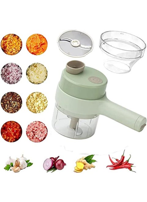 Mini Electric Garlic Chopper, 4 In 1 Handheld Electric Vegetable Cutter Set, with Brush, for Garlic Pepper Chili Onion Celery Ginger Meat