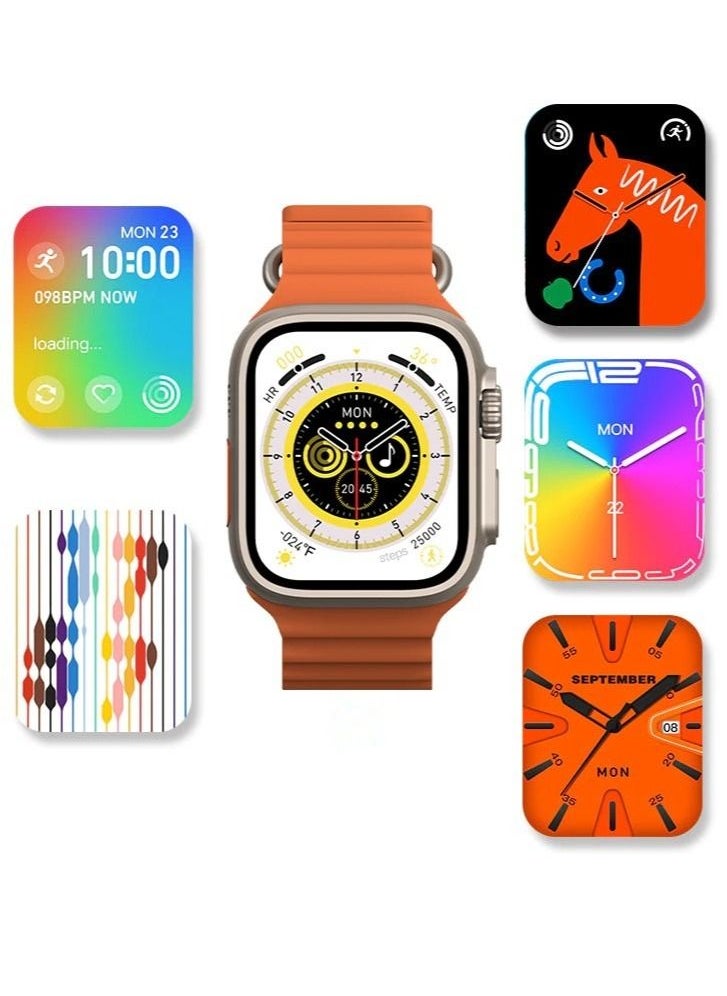Generic - X8+ Plus Ultra Series 8 Smart watch 2.08 Inch IPS display NFC Bluetooth V5 Call Waterproof IP67 Wireless Charger - Gold - Image 1