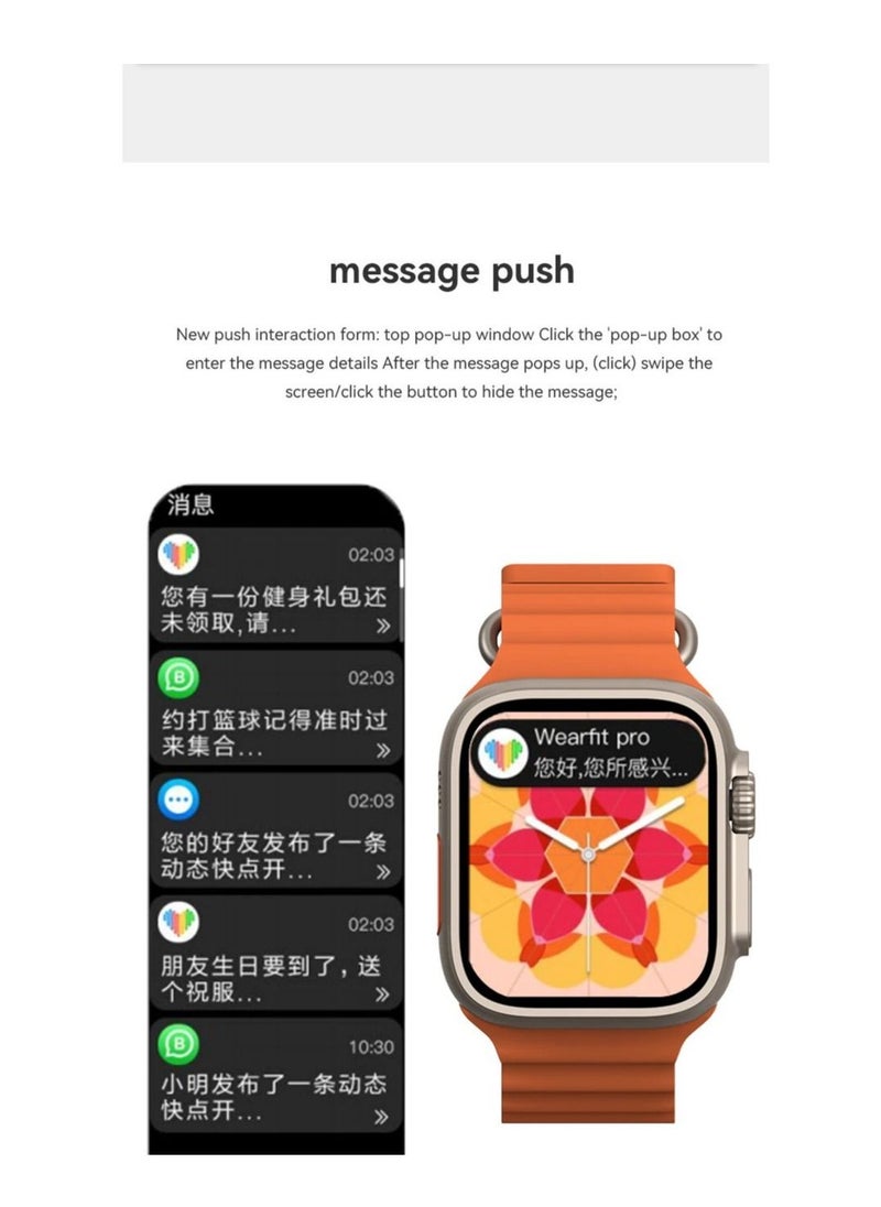 Generic - X8+ Plus Ultra Series 8 Smart watch 2.08 Inch IPS display NFC Bluetooth V5 Call Waterproof IP67 Wireless Charger - Gold - Image 1