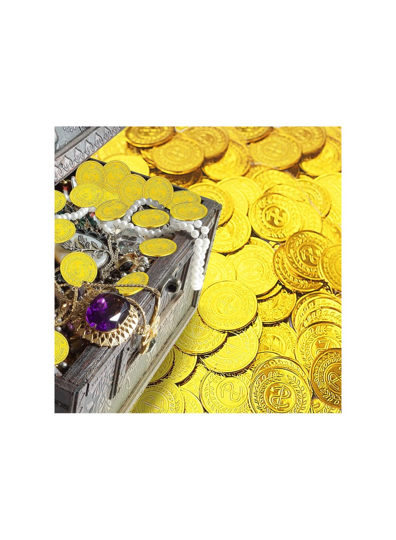 SOLARAE 100 Count Plastic Gold Coins Set, Pirate Treasure Gold Play Coins, for Kids Party Theme Props Decorations, Lucky Draw Games Treasure Hunt, Celebrations, Party Favors, Party Bag Stuffers - Image 3