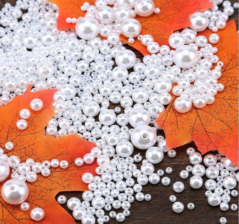DIY Crafts 150 Pcs, Off White, 4mm-12mm White Round Pearls Beads Loose Spacer Beads for Necklaces Bracelets Earrings Rings Choker Jewelry Making Dress Shirt Sweater (150 Pcs, Off White) - Image 5