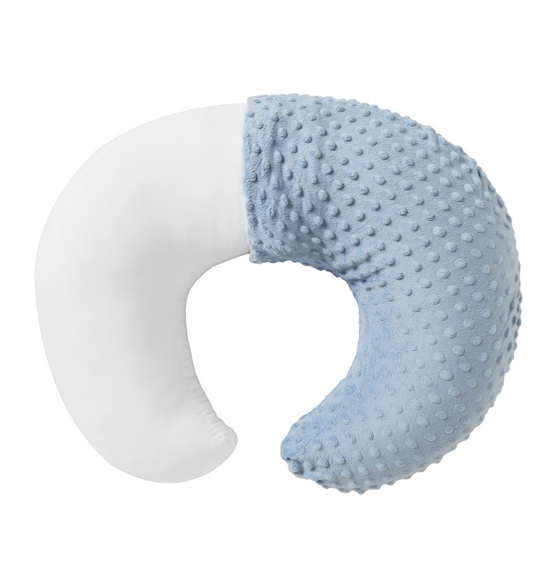 Aullar Nursing Pillow and Positioner with Cover for Breastfeeding and Bottle Feeding, Propping Baby, Tummy Time, Baby Sitting Support, Awake-Time Support (Blue, 22" x 17.7" x 5.9") - Image 1